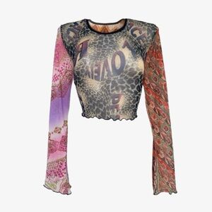 Hissy fit mesh patchwork top